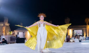 Arabian cultural dance performance under the stars in Dubai desert camp
