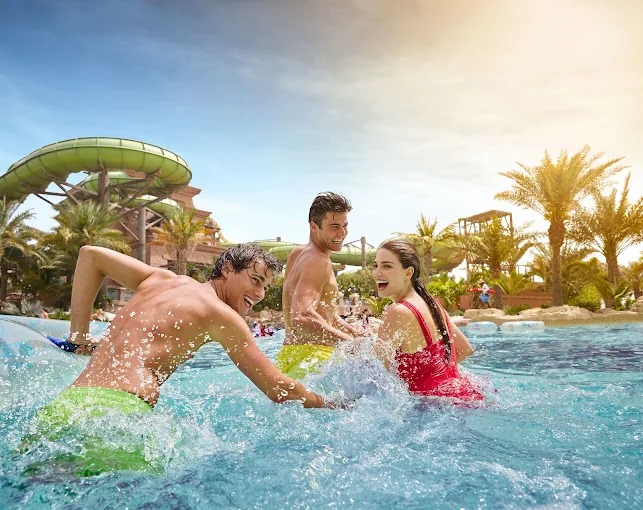 Family enjoying the lazy river at Atlantis Aquaventure Dubai