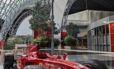 Luxury F1 car display inside Ferrari World Abu Dhabi