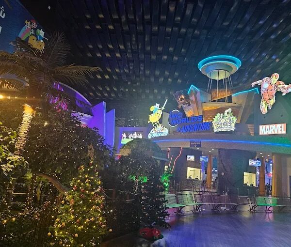 Tourists exploring Marvel Zone at IMG Worlds of Adventure in Dubai
